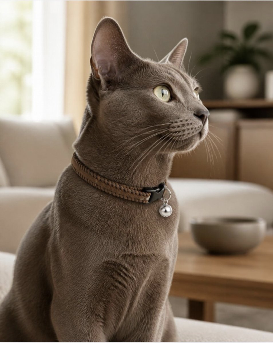 Chat portant le collier Bouclette marron