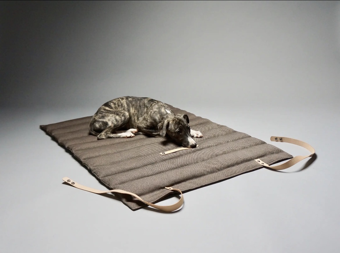 Chien allongé sur le matelas Fosser marron